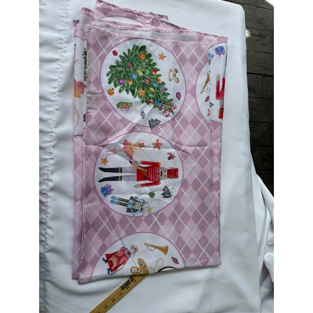 Horaldaily‎ Christmas Dinner Decor Nutcracker Pink Holiday Tablecloth